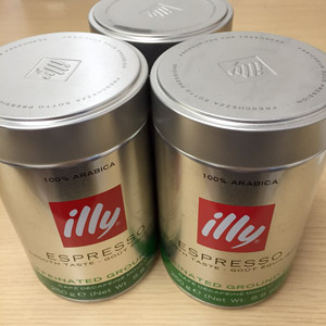 illy GROUND Decaf Coffee THREE TINS 250g